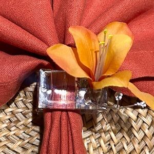 Vintage clear napkin rings with vase!